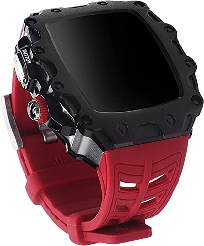 Coque en alliage de zinc premium et bracelet fluororubber luxe pour iWatch 8 et SE