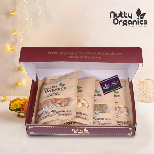 Image of Nutty Organics Premium Dry Fruits Gift Pack - Cashew, Almonds, Green Raisins, Pistachio 100 gram Each & Healthy Dry Fruit Combo for Gifting & Every Occasion