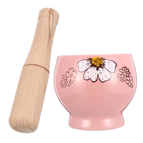POPETPOP Mortero de para con de Madera Ergonómico Triturador Manual y Machacador de Especias Compacto para Condimentos y Cocina Versátil