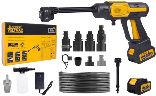 Rookoor Cordless Pressure Washer Battery Powered (21V 5000mAh Battery), Portable Cordless Power...
