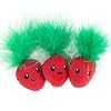 Catstages Strawbabies 3-Pack Catnip Cat Toys for Dental Health, Feather & Crinkle Teething Toys for Kittens and Indoor Cats, Interactive Play, Pink