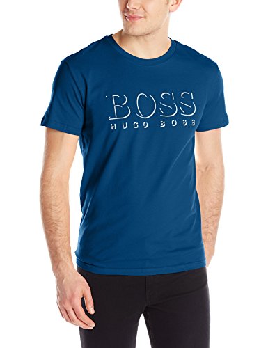 BOSS Hugo Men's UPF 50+ Swim Shirt, Navy Blue, Medium
