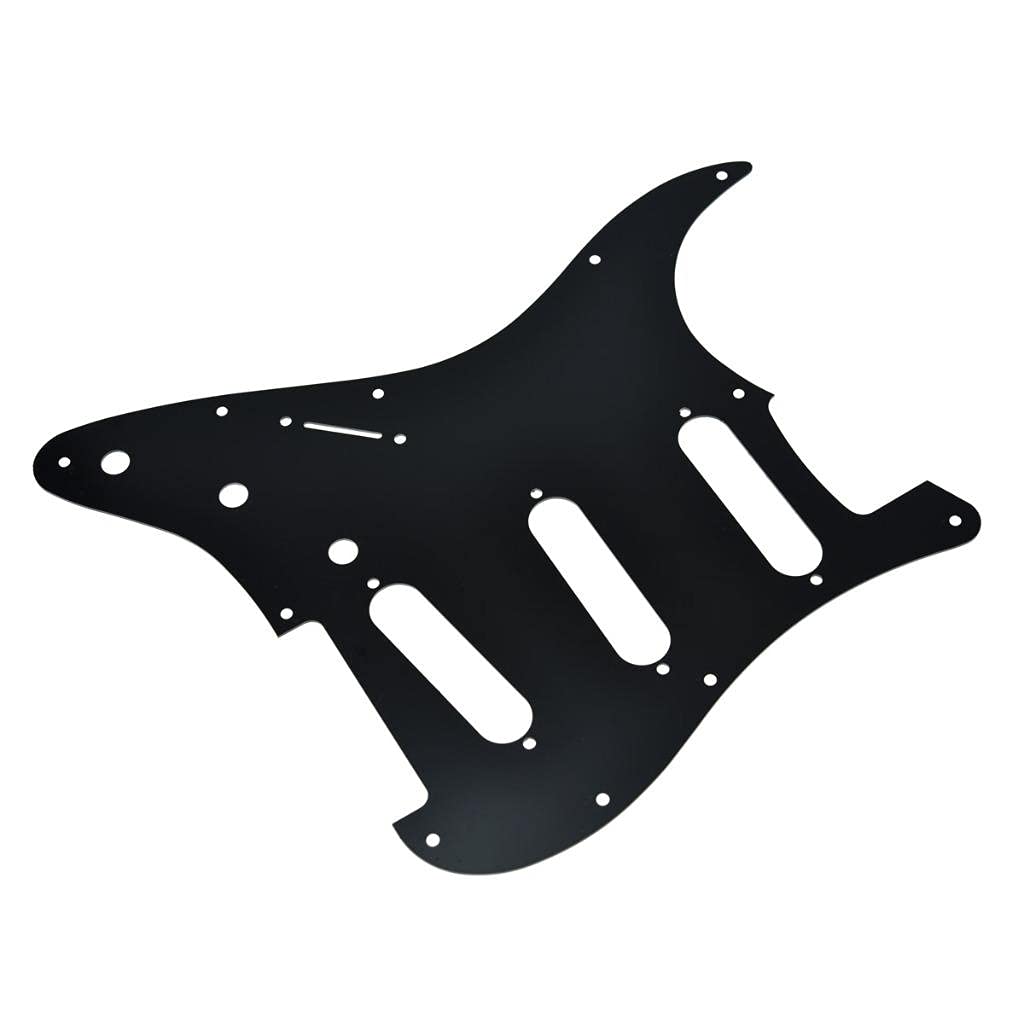 KAISH 11 Hole Metal Aluminum Anodized Modern Style ST/Strat SSS Pickguard Guitar Pick Guard Scratch Plate for USA/Mexico Stratocaster/Strat Black - Image 4