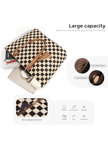 Bolso tote grande a cuadros para mujer miniatura 4