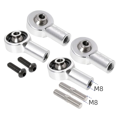 GTBRacing CNC Aluminum Front Rear Upper Suspension Arm Ball Head Kit for 1/5 RC Car hpi km rv Baja 5b Upgrade Replacement Part (Front+Rear Silver)