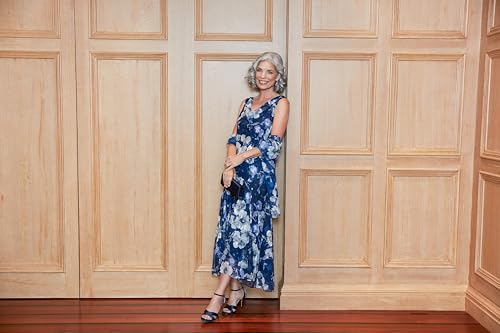 Alex Evenings Women's Formal Sleeveless Cowl Neck Floral Print Gown with Shawl, Wedding Guest, Mother of The Bride Dress4