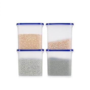 Java Storage Containers Set Oval, Modular Kitchen, For Flour, Cereals, Snacks, Stackable, BPA Free, Modular, 1700ml - 4pcs - Blue TWM-BLUE_4, Plastic