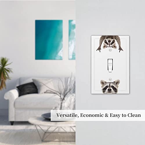 Cute Animals Raccoon Faceplate Switchplate 1 Gang Single Toggle Wall Plate Decoraive Light Switch Cover Kids Boys Girls Bedroom Playroom Nursery Decorate Jumbo Size #TOP6