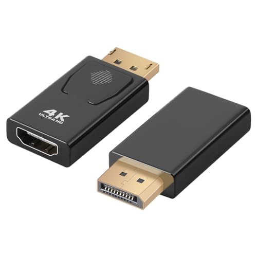 AXFEE 2 Stück DP zu HDMI Adapter, 4K Displayport auf HDMI, HDMI Displayport Adapter, Adapter Displayport auf Hdmi, Displayport auf HDMI Adapter, USB Plug & Play, für Dell Lenovo HP GPU AMD