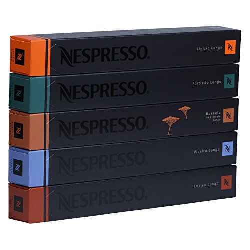 Nespresso Lungo - Juego de 5 cápsulas de Lungo, 5 barras de 10 cápsulas, 50 cápsulas
