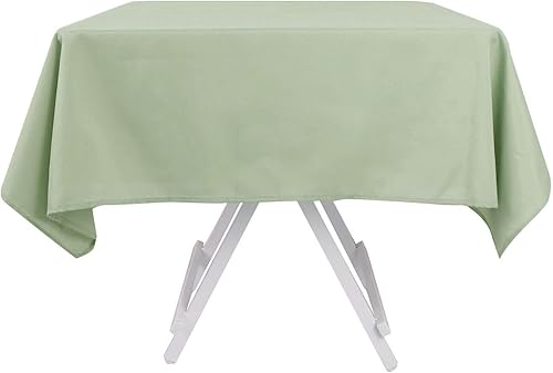 Miniatura 3 de Tableclothsfactory 54x54 verde salvia al por mayor ropa de cama de poliéster sin costuras mantel cuadrado de lino para banquete de boda fiesta