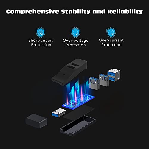 Vcom Usb 3.0 Hub For Laptop, Portable 4-Port Data Usb Splitter, Mini Usb A Port Expander, 5Gbps Fast Data Transfe For Desktop Computer, Surface Pro, Xps, Pc, Flash Drive, Mobile Hdd, Keyboard, Mouse #TOP3