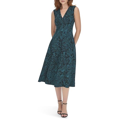 Image of Tommy Hilfiger Women's Sleeveless V-Neck A-line Midi Dress