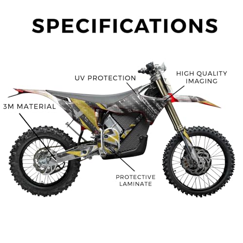 Image of Carbon Fiber Stark Varg MX 2023-2025 Graphics Kit Wrap - Grunge Star Yellow - Varg MX Skin - Premium 3M Vinyl Protective Wrap Decal Cover - Easy to Apply | Crafted in The USA by MightySkins
