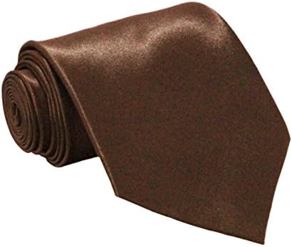 Soophen NEW Mens Necktie SOLID Satin Neck Tie Brown