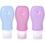 Kitdine Portable Soft Silicone Travel bottles Set (3 OZ, Blue + Purple + Pink)