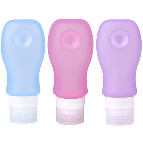 Kitdine Portable Soft Silicone Travel bottles Set (Blue + Purple + Pink)