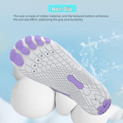 Image of Beach Water Shoes for Women Men Quick Dry Non-Slip Wide Toe Hike Barefoot Footwear for Beach Pool Aqua Swim Surf Walk
