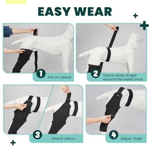 Image of Dog Sleeve for Rear Legs to Stop Licking, Upgraded Surgical Recovery Sleeve for Hind Back Leg Wound,TPLO, ACL Surgery, Light Comfortable Cone Alternative (Left,2XL,Black)