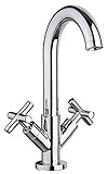 Design Bad Kreuzgriff Waschtisch Waschbecken Wasserhahn Armatur Chrom Sanlingo