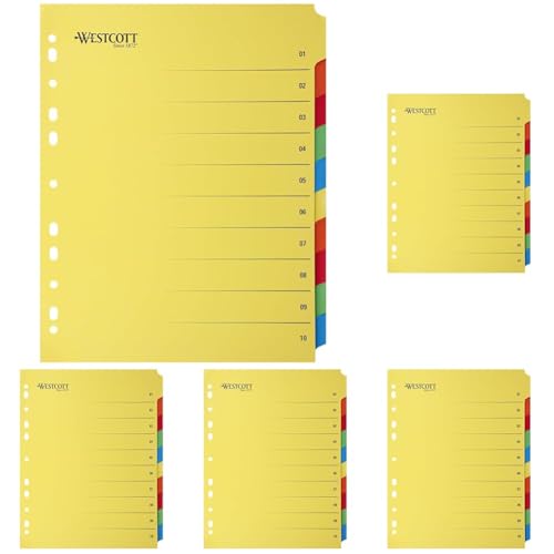 Feuilles intercalaires extra larges A4+ carton 10 onglets colorés