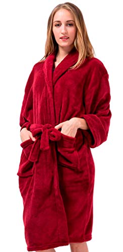Pembrook Ladies Robe - Fleece – Dark Red - Size L/XL – Spa