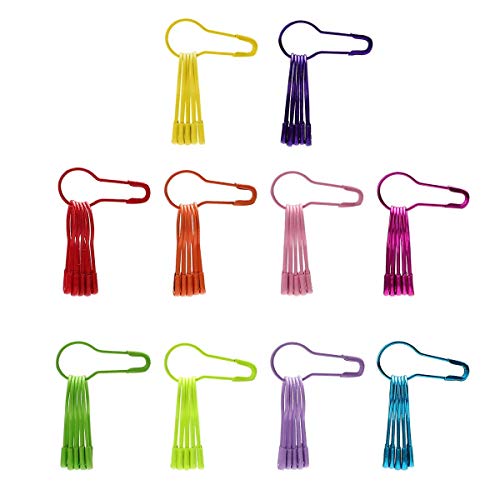 Colorful Metal Knitting Pins Stitch Markers Pear Shape Safety Pins For Sewing Clothing Diy Craft Making With Storage Box Knitting Counter Crochet Needle Clip Ring(10 Colors-500Pcs) #TOP7
