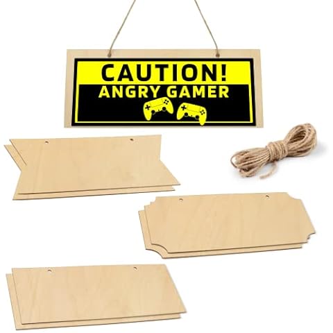 6 PCs Blank Wooden Hanging Sign 25 x 10 cm - Decorative Wood Plaque Ornament for Crafts - Pyrography Craft Wood Sign with Ropes - Unfinished Wooden Signs Slices for Wood Burning, Crafting and Painting Cover