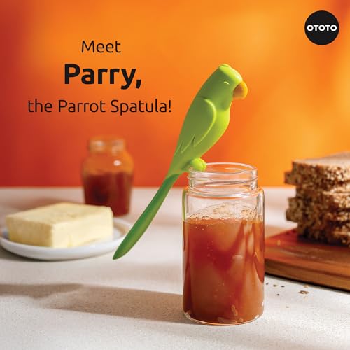 Image of OTOTO Jar Scraper Spatula - Silicone Scraper, Cute Kitchen Accessories, Unique Fun Cooking Kitchen Gadgets for Foodies - BPA-free & 100% Food Safe (Parry)