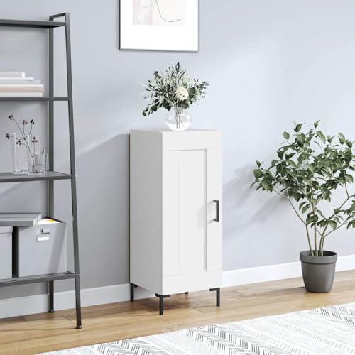 KTHLBRH Aparador Madera de ingeniería Blanco Aparador de Madera con 3 Compartimentos y Puerta, Mueble de Almacenaje para Organización del Hogar 34,5x34x90 cm