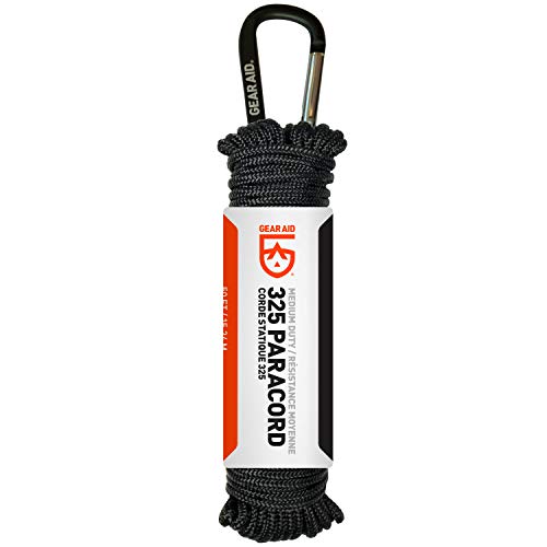 GEAR AID 325 Paracord and Carabiner, Utility Cord for Camping and Hiking, Black, 50 ft - Image 2