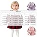 Girl's Crewneck Long Sleeve Dress with Ruffle Trim Splicing Lace A-Line Ruched Dress High Elastic Plain Dresses,Purple,18 Months