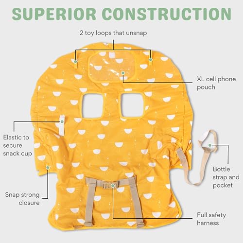 Del & Fin DF-100 Shopping Cart Cover For Baby Girl & Boy | Water Resistant High Chair Cover W/Phone Pouch & Pocket | Gender Neutral Cart Cover For Babies | Padded Grocery Cart Cover thumb #2