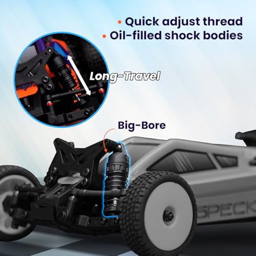 Image of HOBBYPLUS Speck B 1 /24 2WD Mini RC Car - RTR RC Buggy, Fast Mini Racing Buggy, Brushless Ready with Oil-Filled Shocks - Fun Indoor Remote Control Car Racing Vehicles for Adults (Vintage Creme)