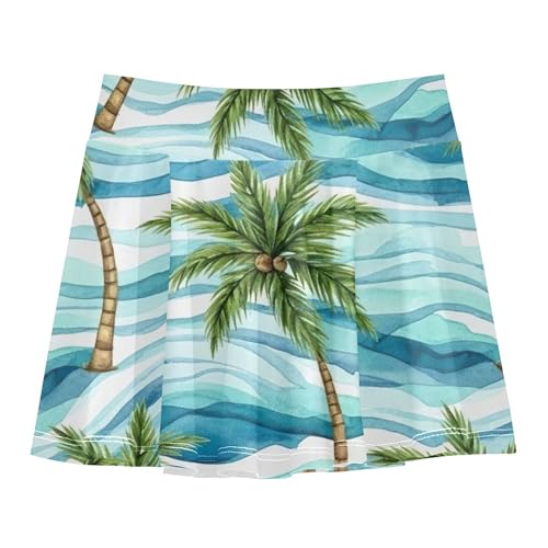 Joisal Tropical Palm Trees Green Beach Toddler Tennis Skirts Outfit Girls Skorts Athletic Shorts Little Girl 4t
