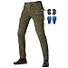 Produktbild WCCI Herren Motorradreithose Motorcross Denim Jeans mit 4 Protect Pads Ausrüstung Racing Knight Hose (XL=34W / 32L, Armeegrün)