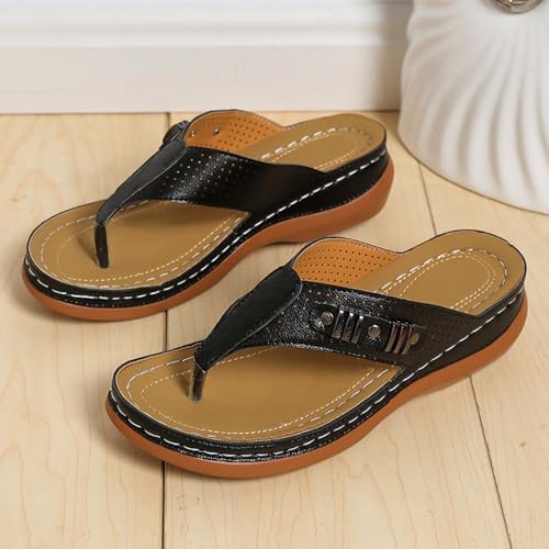 Sandales compensées noires femme pointure 37 à sangle texturée - 3