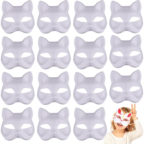 Máscara de gato blanca base rígida para manualidades de Halloween DIY 2