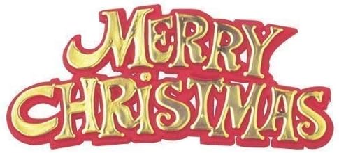 3 x Merry Christmas Red / Gold Motto Cake Decoration