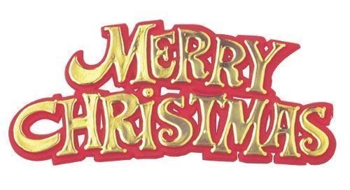 3 x Merry Christmas Red / Gold Motto Cake Decoration