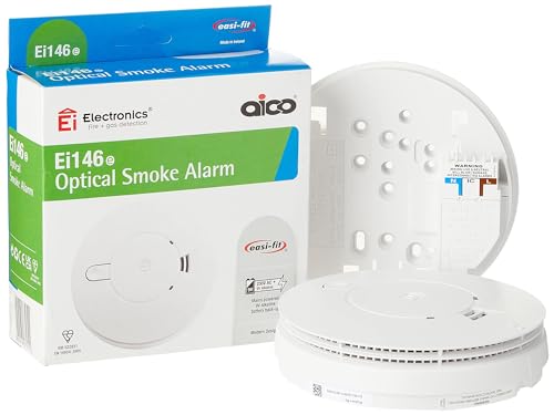 Aico Ei146e Optical Smoke Alarm AC mains power supply and 9V alkaline battery back-up.