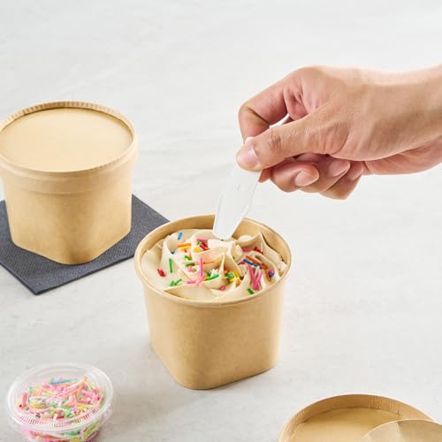 Image of Coppetta 12 Ounce Dessert Cups, 200 Greaseproof Ice Cream Cups - Lids Sold Separately, Square Bottom, Kraft Paper Yogurt Bowls, Disposable, For Sundaes, Mousse Or Puddings - Restaurantware