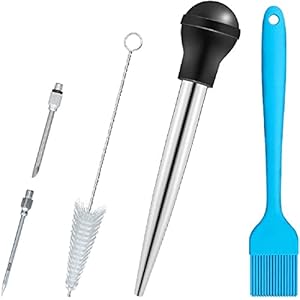 Cosumina Stainless Steel Cooking Seasoning Pump Turkey Injector Turkey Baster Commercial Grade Roast Duck Turkey Roast Cream Pump (5)