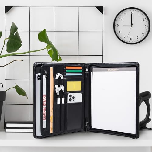 Bloc-notes à fermeture éclair en cuir, dossier professionnel élégant, cadeau d'affaires idéal