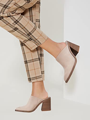 JeimPoey Womens Mules Pumps Point Closed Toe Slip-on Heels Stacked Chunky Block Heel Backless Clogs4