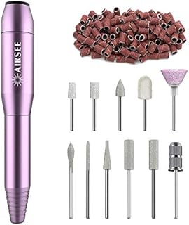 AIRSEE Portable Electric Nail Drill Professional Efile Nail Drill Kit For Acrylic, Gel Nails, Manicure Pedicure Polishing Shape Tools with 11Pcs Nail Drill Bits and 56 Sanding Bands