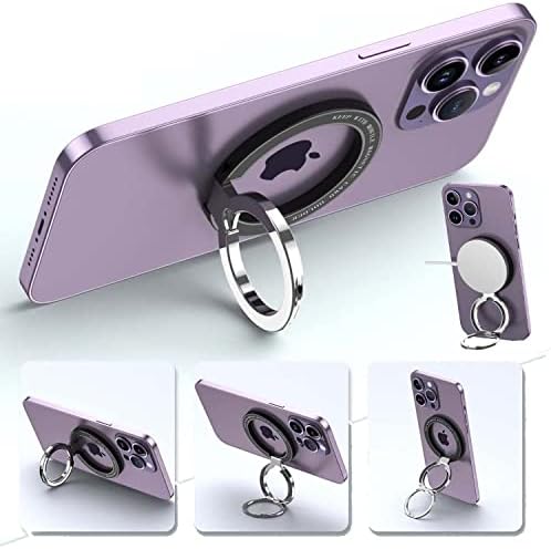 Fonessary Magnetic Phone Ring Holder Grip Kickstand for iPhone 14 13 12 Magsafe and Wireless Charging,Double Ring Kickstand Holder Magsafe for Cell Phone