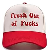Funny Trucker Hats Embroidered Vintage Snapback Hat for Men Women Fresh Out of Fucks Gag Gifts Baseball Cap Red