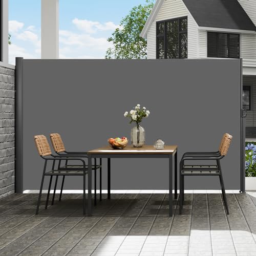 VEVOR Retractable Side Awning, UV 50 63''x 118'' Full Aluminum Rust-Proof Outdoor Privacy Screen, 280 g Thicken Folding Room Divider Wind Screen, for Patio Sun Shade, Backyard, Balcony, Gray by VEVOR - Image 8