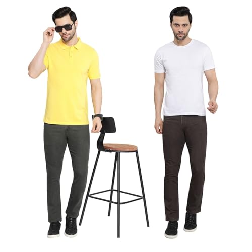 Image of DAIS Men's Stretchable Slim Fit Mid Rise Jeans, Pack of 2, (Combo of 2 Jeans)